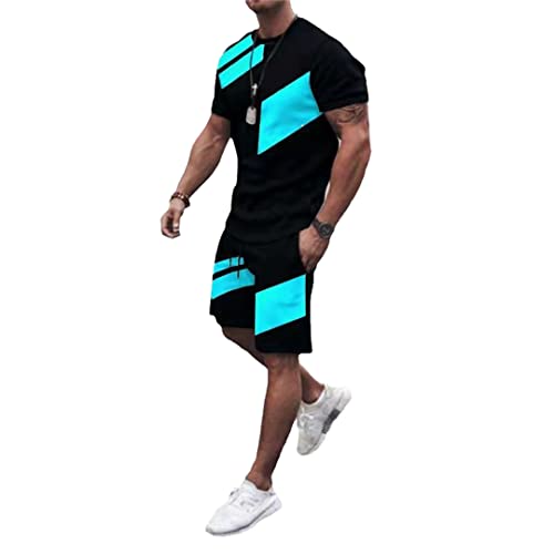 Ensemble de t-shirts 3D homme au design graphique unique avec short de sport L