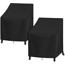 SunPatio Outdoor Chair Covers Waterproof, 2 Pack Patio Chair Protector with Windproof Straps, Outdoor Furniture Covers All Weather Protection, 29" W x 30" D x 36" H, Black