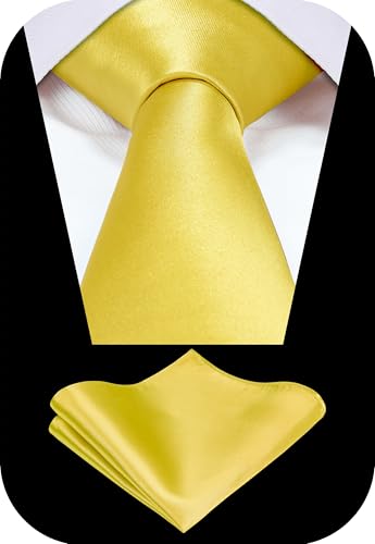 Image of TIE G Solid Satin Woven dyed Color Formal Black Necktie and Pocket Square Sets in Gift Box