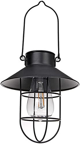 U/D Lanterne solaire LED rétro en fer à suspendre pour jardin, pelouse, cour, jardin (noir)