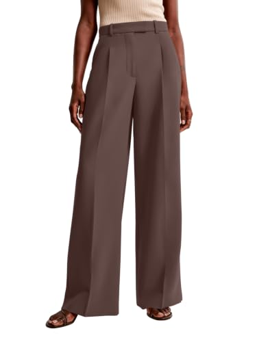 Image of NIMIN Women Wide Leg Work Pants High Waisted Dress Trousers with Pockets