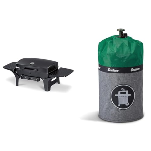 Enders® Gasgrill URBAN, Tischgrill, Grillen-, Kochen- und Backen Funktion & 5119 Style 5kg Green Gasflaschenhülle, Grün, 5 kg