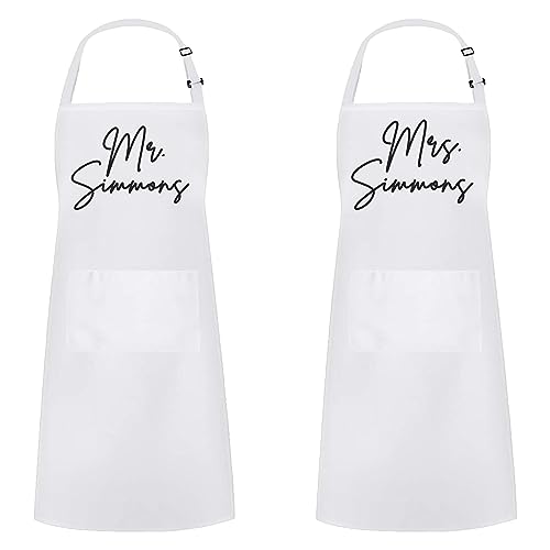 Personalized Mr. & Mrs. Last Name Set of 2 Aprons,