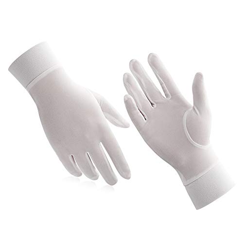 ALASKA BEAR - Natural Silk Liner Gloves Unisex (White, XX-Large)
