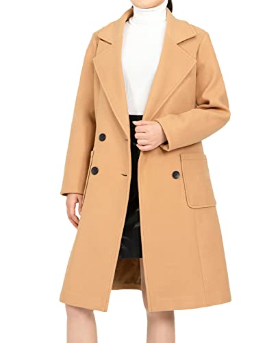 Image of Bonnorth Womens Camel Slim Coats Jackets Fall Winter Long Duffel Trench Coat for Women Wool Warm Pea Coat with Pocket Camel S