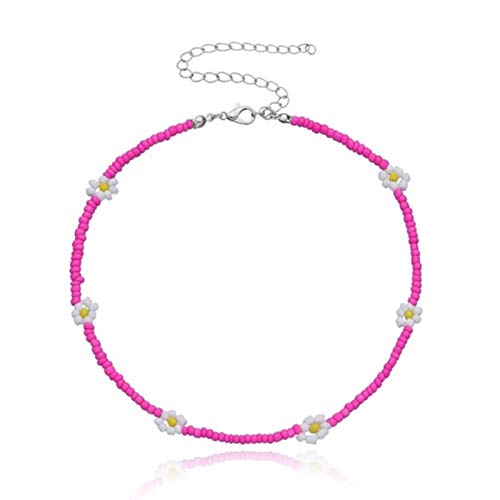 Choker perles colorées marguerite collier ras de cou bohème été pour femme