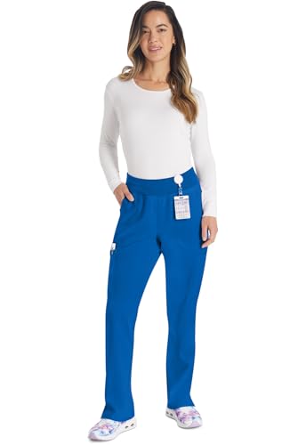 Dickies Women's Scrub Pants Natural Rise Tapered Leg Pull-On Bottoms with 7 Pockets and Knit Waistband DK005T, XL Tall, Royal - image 7