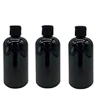 Natural Farms 8 oz Plastic Black Boston BPA FREE Bottles - 3 Pack Empty Refillable Containers - Essential Oils Cleaning Products - Aromatherapy - Black Snap cap - Made in the USA