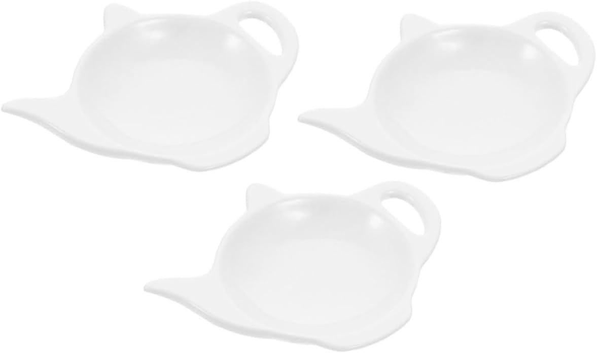 Teapot Shaped Ceramic Tea Bag Holder Set 3pcs Saucer Coasters for Used Tea Bags Snack Bowls and Spoon Rests for Afternoon and Coffee Tasting