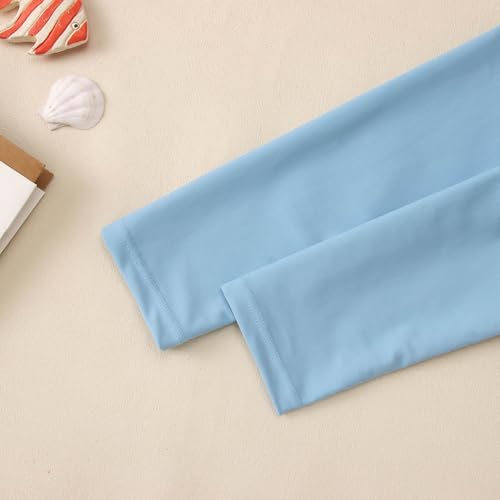 Ritatte Girls Rash Guard Swimsuit 2 Pieces Stripe Bathing Suit Long Sleeve Rashguard Beach Shorts Summer Swimwear 7-12T4