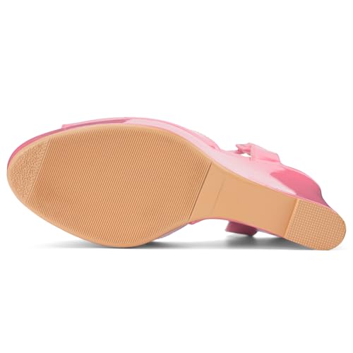 Image of Women's Dressy Platform Wedge Sandals Gold Wedges Peep Toe Patent High Heels Slingback Heeled Comfortable Ankle Strap Shoes