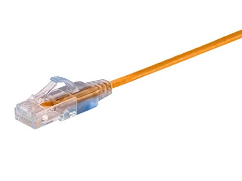 Image of Monoprice Cat6A 2ft Yellow 10-Pk Patch Cable UTP 30AWG 10G Pure Bare Copper Snagless RJ45 SlimRun Series Ethernet Cable