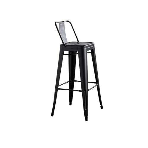 AC Pacific 30” Metal Barstool Set of 2 – Country Rustic Style with Low Back, Lightweight & Sturdy Build, Easy Assembly – Matte Black - Thumbnail 4
