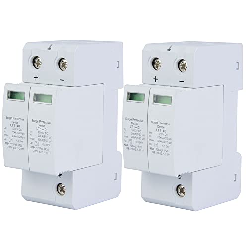 Dispositivo de Protección contra Sobretensiones, 2P Rail Guía Dispositivo de Protección contra Sobretensiones Protector de Rayos Fotovoltaicos de DC Descargador de Baja Tensión (2P 40KA * 2)