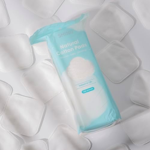 SHINO Natural Square Cotton Pads Biodegradable Pads Makeup Remover Cotton for Sensitive Skin – Beauty, Personal Care, Baby Care Daily Cosmetics (Pack of 8)