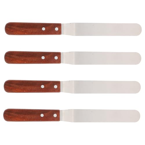 VALICLUD Spatules à Crème Inox 20 Cm Incurvées, Grattoirs Pâtisserie Légers et Écologiques, Outils de Décoration pour Pâtissiers, Mixage Beurre et Glaçage, Lot de 4 Pièces