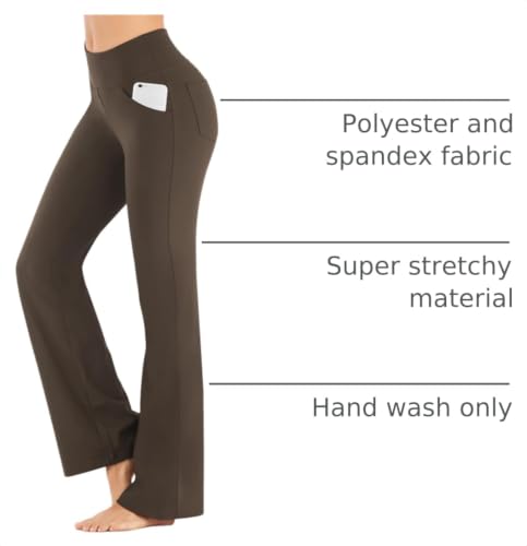 Image of Yoga Pants Women High Waist Workout Bootcut Flare Leggings with Pockets