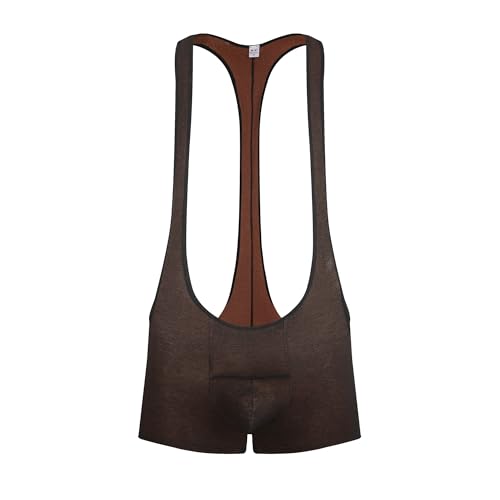 DingMi Men Underwear Bikinis Leotard Jumpsuit Jockstrap Wrestling Singlet Breathable Bodysuit (Black, Medium)