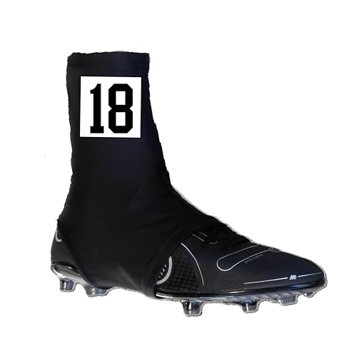 Square Series Custom Sports Football Cleat Covers Spats - 12 Colors - Choose Your Numbers/Initials - Youth and Adult Sizes2