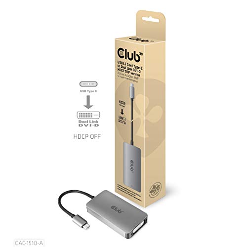 Club3d CAC-1510-A Adattatore Attivo da Usb 3.2 Gen1 Type-C a Dual Link DVI-D HDCP Off Versione S-B per Display Apple Cinema - 2