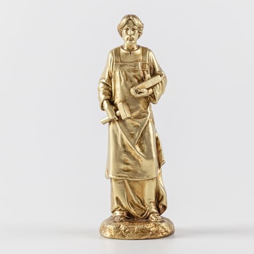 DevotedWalls 7 inch Saint Joseph Statue The Worker Figurine,Hand-Sculpture St. Joseph for Selling House,Religious Gifts for Labor Day,Home Decor Collection to Place on Desk（Bronze Color）