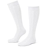 Weri Spezials Trachten Kniestrümpfe Oktoberfest Socken Baumwolle für Kinder und Damen (DE/NL/SE/PL, Numerisch, 39, 42, Regular, Regular, Weiß Zopfe)