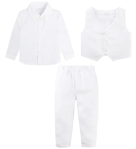 A&J Design Baby Boy Christening Baptism Outfit White Tuxedo Suit Vest Set 12-18 Months #TOP1