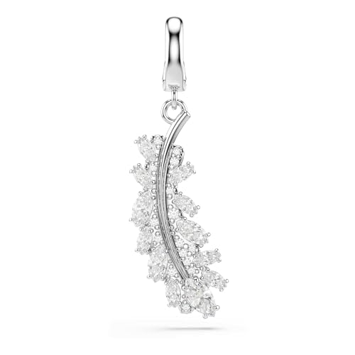 Charm Swarovski Vienna Pluma Blanco con Baño de Rodio para Pulseras de Plata