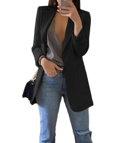 Generisch Blazer Damen Elegant Damenjacke Longblazer Business Lang Jacke Slim Jacke Mantel Damen Cardigan Anzüge Bedruckter Anzug Blazer Damens Elegant