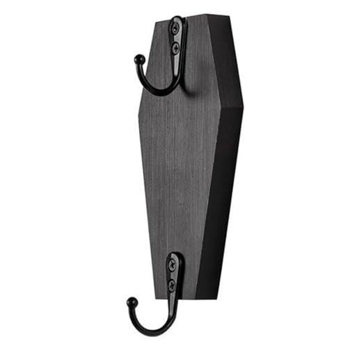 Coffin Wall Hooks - Black Spooky Decor Key Holders, Rustic