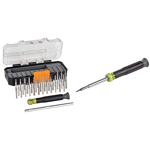 Klein Tools 32717 Precision Screwdriver Set & 32314 Electronic Screwdriver, 14-in-1 with 8 Precision Tips, Slotted, Phillips, and Tamperproof TORX Bits, 6 Precision Nut Drivers
