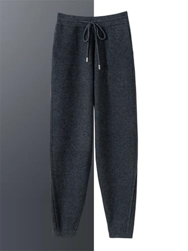 Men's Vintage Drawstring Casual Knitted Pants Winter Solid Pencil Thick Warm Trousers4