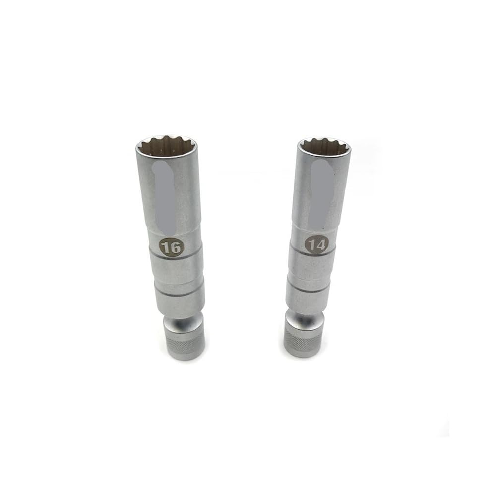 Uniwersalny klucz do zdejmowania końcówek 14 mm/16 mm, magnetyczny klucz do tulei świec zapłonowych, narzędzie do demontażu samochodów, kątowy 12, cienkościenny, napęd 3/8" Strony(14mm and 16mm)