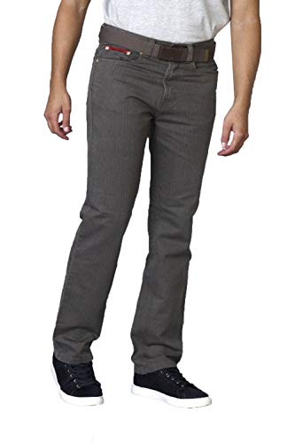 Image of DUKE London Mens Brian Big Tall King Size Bedford Cord Jeans with Belt - W50L38 Brown