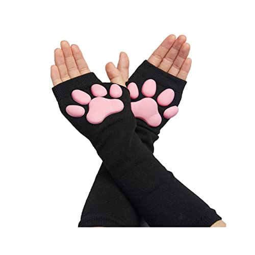 HOMEGYMFREE Cute Cat Paw Mittens Gloves, Kawaii Cat Cosplay Kawaii Soft 3D Toes Beans Fingerless Cat Claw Paws Pad Sleeve