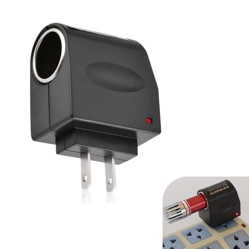 SLIMI AC to DC Cigarette Lighter Socket, Cigarette Lighter Socket Adapter Converter, Auto 500mA Plug Adapter Converter, Universal 12V Power Inverters, for Most Cars, SUVs, Trucks (Black)