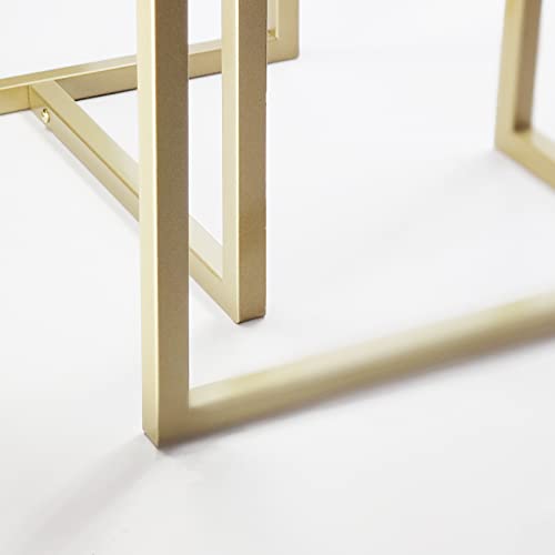 Skyplus Living Modern Gold Metal And Wood Nesting Display End Tables, Square Top, Set Of 3, Plant Stand, Tiered Side Accent Tables, For Living Room Or Bedroom, Small Space #TOP6