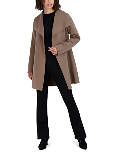 Image of TAHARI Women's Double-faced Luxury Soft Wool Blend Peacoat- Wrap Wool Coat With Removable Belt
