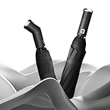 Fully Automatic 3-Fold Umbrella with LED Flashlight β Windproof, UV Protection, Reverse Folding, Compact Travel Size for Business and Outdoor Use (Black, 23")