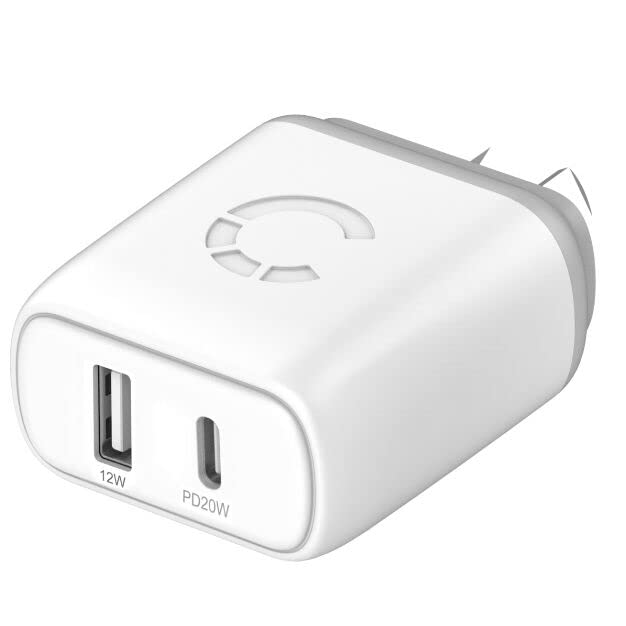 Cargador USB-C Cygnett 32W contra la batería baja con doble puerto rápido