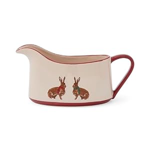 Cooksmart Heritage Hare Gravy Boat | Ceramic Sauce Serving Boat for Gravy, Sauces & Dressings | Durable Large Ceramic Bowl with Rustic Hare Design | Stylish Tableware for Everyday & Festive Dining
