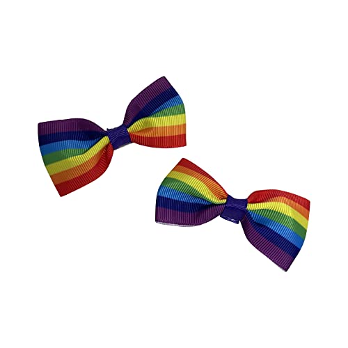 Rainbow Girls Hair Bow Set, Little Girl Bows, Pigtail Hair Bows, Toddler Hair Bows