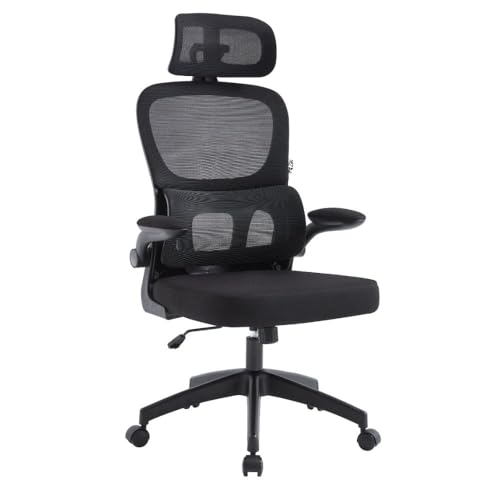ZIK Silla ergonómica de oficina, escritorio, regulación del respaldo y soporte lumbar, silla de oficina con ruedas y reposabrazos reclinables, sillón con reposacabezas oscilante y ajustable