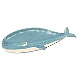 World Buyers Ceramic White and Blue Whale Plate Trinkets Tray Necklace Earrings Rings Stand Display...