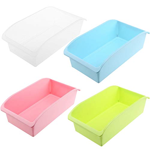 4Pack Plastic Refrigerator Storage Tray Freezer Food Storage Bin ContainerPull-out storage boxOrganizer Pantry Storage for Fruit SnackCandy Egg4 Colors