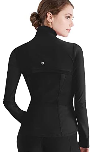 Lock and Love LL WJC3024 Women's Running Shirt Full Zip Workout Track Jacket with Thumb Holes XXL BLACK