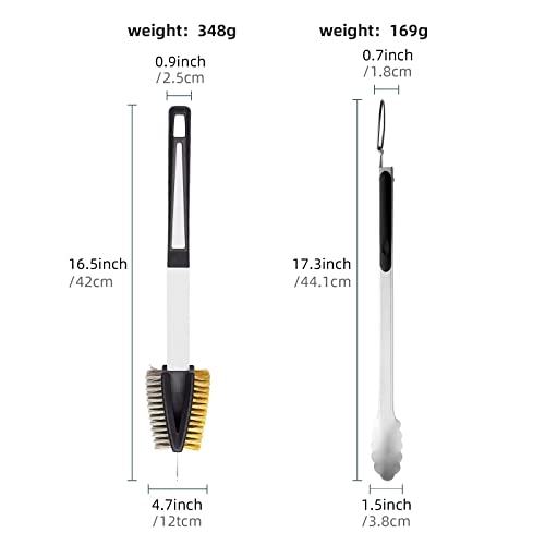 Double Sided Grill Cleaning Brush And Scraper, 16.5" Bbq Brush, Barbecue Cleaner With Stainless & Brass Bristles, Grilling Grate Cleaner, Safe Grill Accessories For Cast Iron/Stainless Steel Grate #TOP1