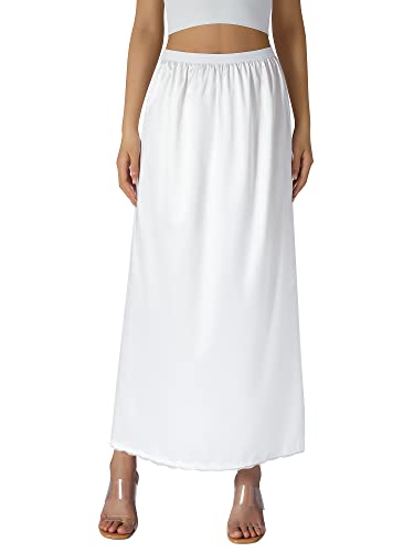 XIXIMAON Jupon Dentelle Femme sous Robe Jupe Longue Lingerie sous-Vêtements Taille Élastique (Blanc, XL)