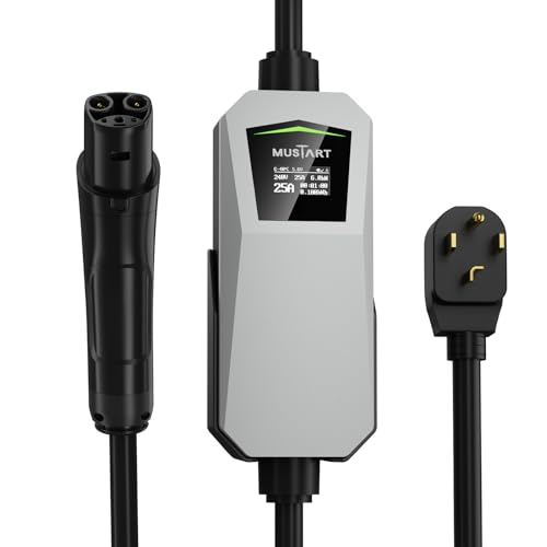 MUSTART Level 2 Tesla Charger, 25A Portable EV Charger with NEMA 14-30 Plug, 22 ft Cable – Unlocking Convenience with One-Touch Release, Compatible with All Tesla Models & Cybertruck