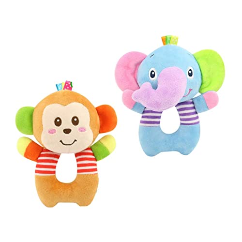 Vaguelly 2個 ベルを鳴らす バニーサウンドガラガラ ぬいぐるみ ハンドシェーカーガラガラ ガラガラシェーカー ハンドラトルリング ベビーハンドガラガラリング 動物 おもちゃ 赤ちゃん ハン